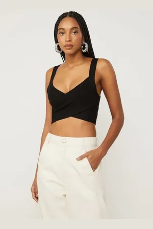 Animale Top De Tricot Transpassado Preto