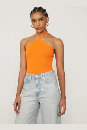 Animale Blusa De Tricot Laranja Com Amarração Nas Costas Laranja Vibrante