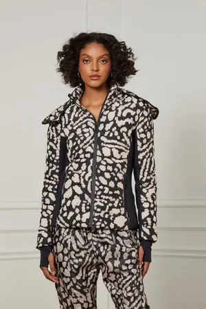 Animale Casaco De Nylon Puffer Estampado Est Leopard Preto Aj