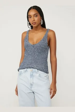 Animale Blusa De Tricot Organza Listrada Listrado Azul