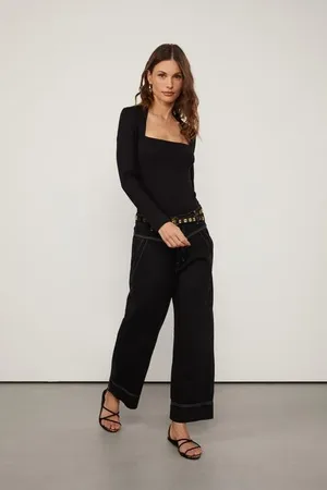 Animale Blusa De Malha Manga Longa Com Decote Trapézio Preto