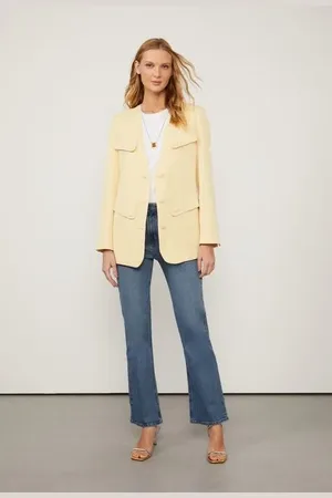 Animale Casaco Alongado Amarelo Papiro Com Bolso Amarelo Papiro