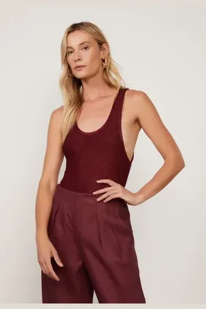 Animale Body De Tricot Vazado Marrom Marrom Bordo