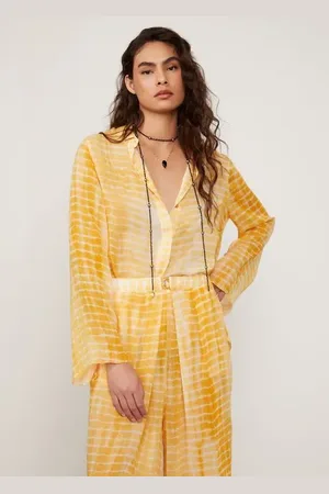 Animale Camisa Manga Longa Tie Dye Resort Est Textura Tiedye Dourado