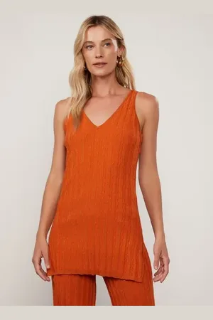 Animale Tunica Sem Mangas De Tricot Laranja Laranja Arte