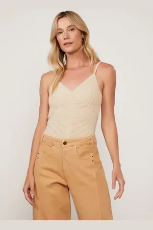 Animale Blusa De Tricot Canelado De Alça Cinza Ostra