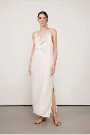 Animale Vestido Jacquard Longo Off Decote v Babados Off