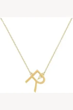 Animale Colar Lettera r Ouro Amarelo Com Diamante Ttlb