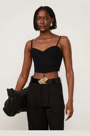 Animale Top De Malha Crepe Corselet Preto