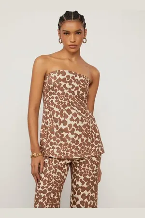 Animale Top Sem Mangas Est Onca Jacquard Bege
