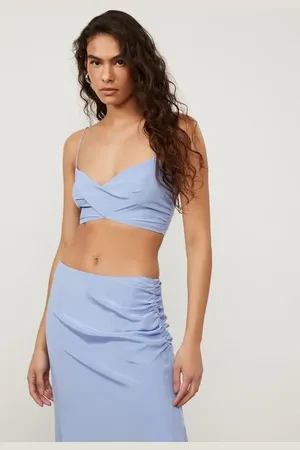 Animale Top De Seda Transpassado Azul Hortensia Azul Hortensia