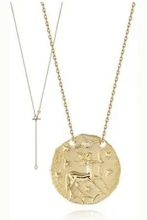 Animale Colar Zodiaco Sargitario Amarelo Com Diamante Chocolate