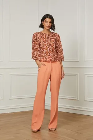 Animale Calça De Alfaiataria Com Cós Transpassado Rose Bronze Rose Bronze