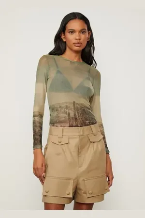 Animale Blusa De Tule Estampada Localizada Paisagem Cidade Est Loc Paisagem Cidade Camisa