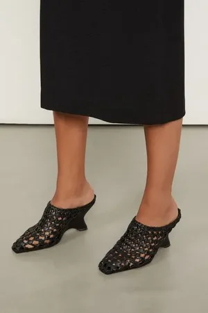Animale Mule De Couro Tresset Quadrada Preto