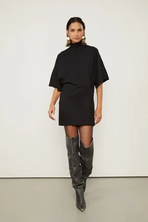 Animale Vestido De Malha Crepe Preto Franzido Preto