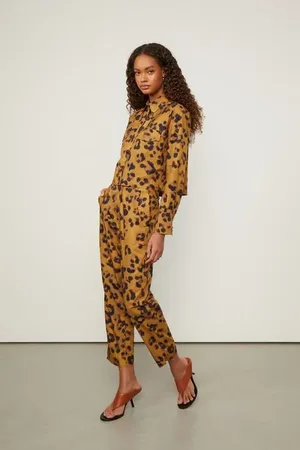 Animale Calça Reta De Algodão Estampada Est Onca Sombra Superlemon