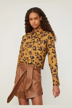 Animale Camisa Manga Longa Cropped De Algodão Estampada Est Onca Sombra Superlemon