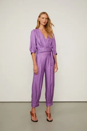 Animale Calça Jacquard Cenoura Roxa Com Pregas Roxo Mirtilo