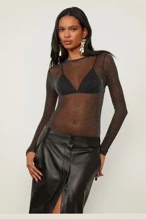 Animale Body De Tule Lurex Preto Preto Lurex