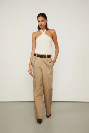Animale Body De Tricot Com Decote Cruzado Bege Creme