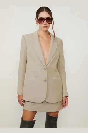 Animale Blazer Alongado Com Pence Bege