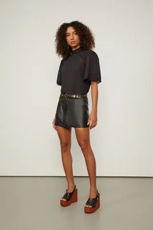 Animale Saia De Couro Mini Clean Preto