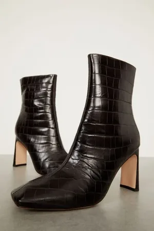 Animale Bota De Couro Croco Marrom Cafe
