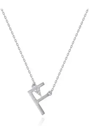 Animale Colar Lettera f Ouro Branco Com Diamante Ttlb