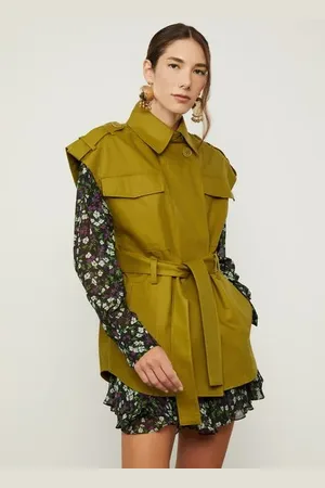 Animale Colete Oversized Com Bolsos De Cinto Verde Figo