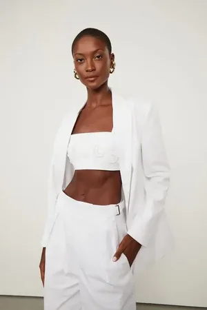 Animale Top Reto Bordado Branco