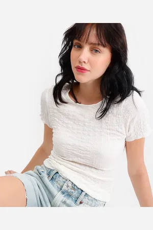 C&A Blusa feminina manga curta texturizada