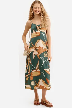 C&A Vestido midi feminino animal floral texturizado