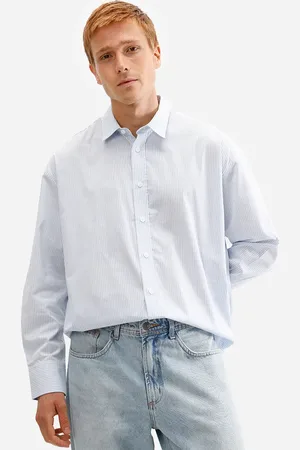 C&A Camisa oversized masculina de algodão listrada