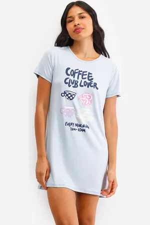 C&A Camisola feminina de viscose manga curta estampada azul