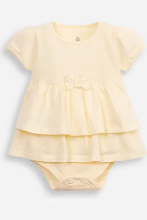 C&A Body vestido infantil manga curta com laço amarelo