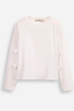 C&A Blusa de algodão infantil manga longa com lacinho