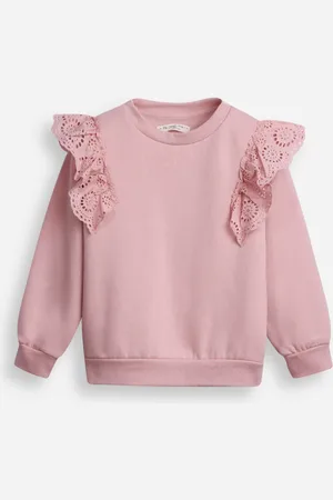 C&A Blusão de moletom infantil babado de laise rosa