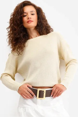 C&A Suéter de tricot manga longa com lurex amarelo