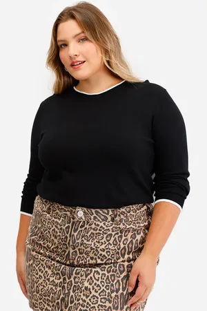 C&A Suéter feminino de tricot bicolor plus size