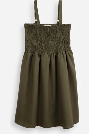 C&A Vestido com linho juvenil com lastex verde