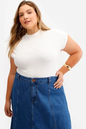 C&A Blusa de viscose gola alta manga japonesa plus size