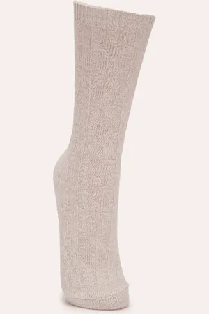 C&A Meia de tricot cano alto cinza