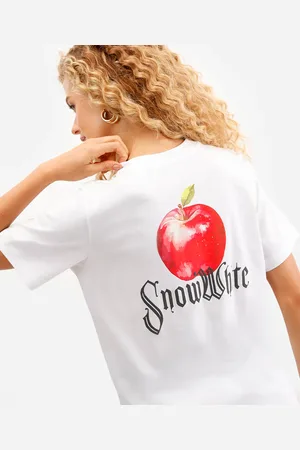 C&A Camiseta feminina de algodão branca de neve
