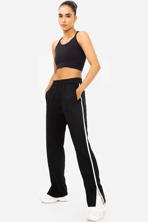 C&A Calça wide leg feminina esportiva ace bicolor preta