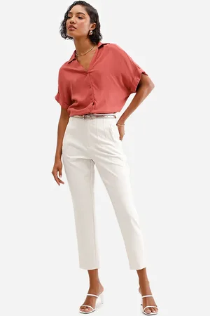 C&A Calça de alfaiataria feminina com pences bege