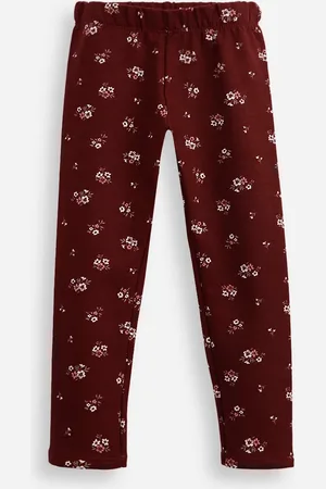 C&A Calça legging infantil de moletom floral vinho