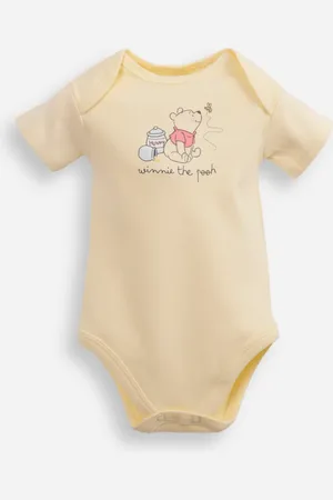 C&A Body infantil de algodão manga curta ursinho pooh amarelo