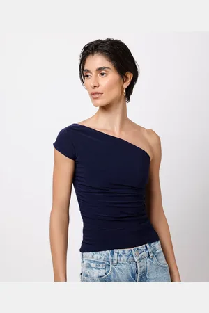 C&A Blusa ombro único com franzido mindset azul