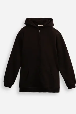 C&A Jaqueta oversized juvenil de moletom com capuz e bolso preta